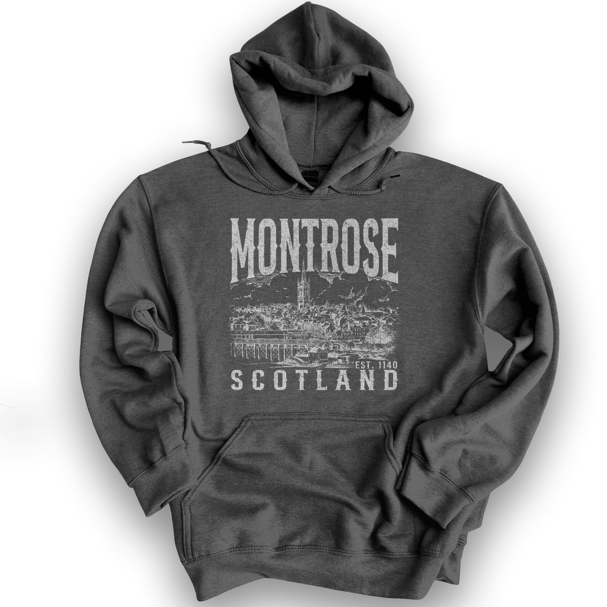 Montrose Scotland Sketch Hoodie - Dark Heather