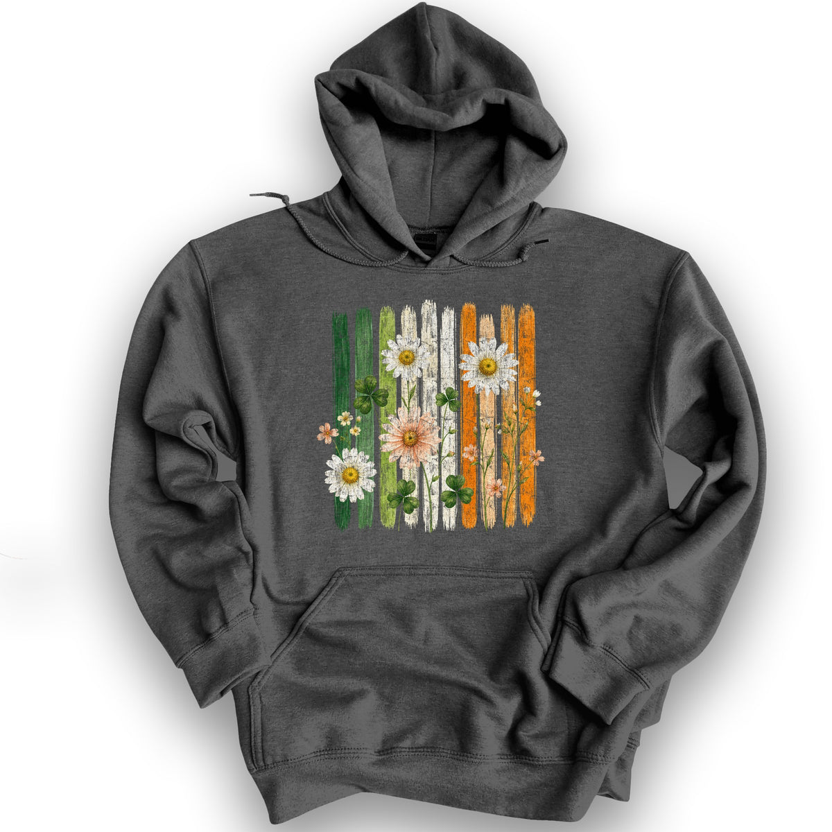 Irish Flower Stripes Hoodie - Dark Heather