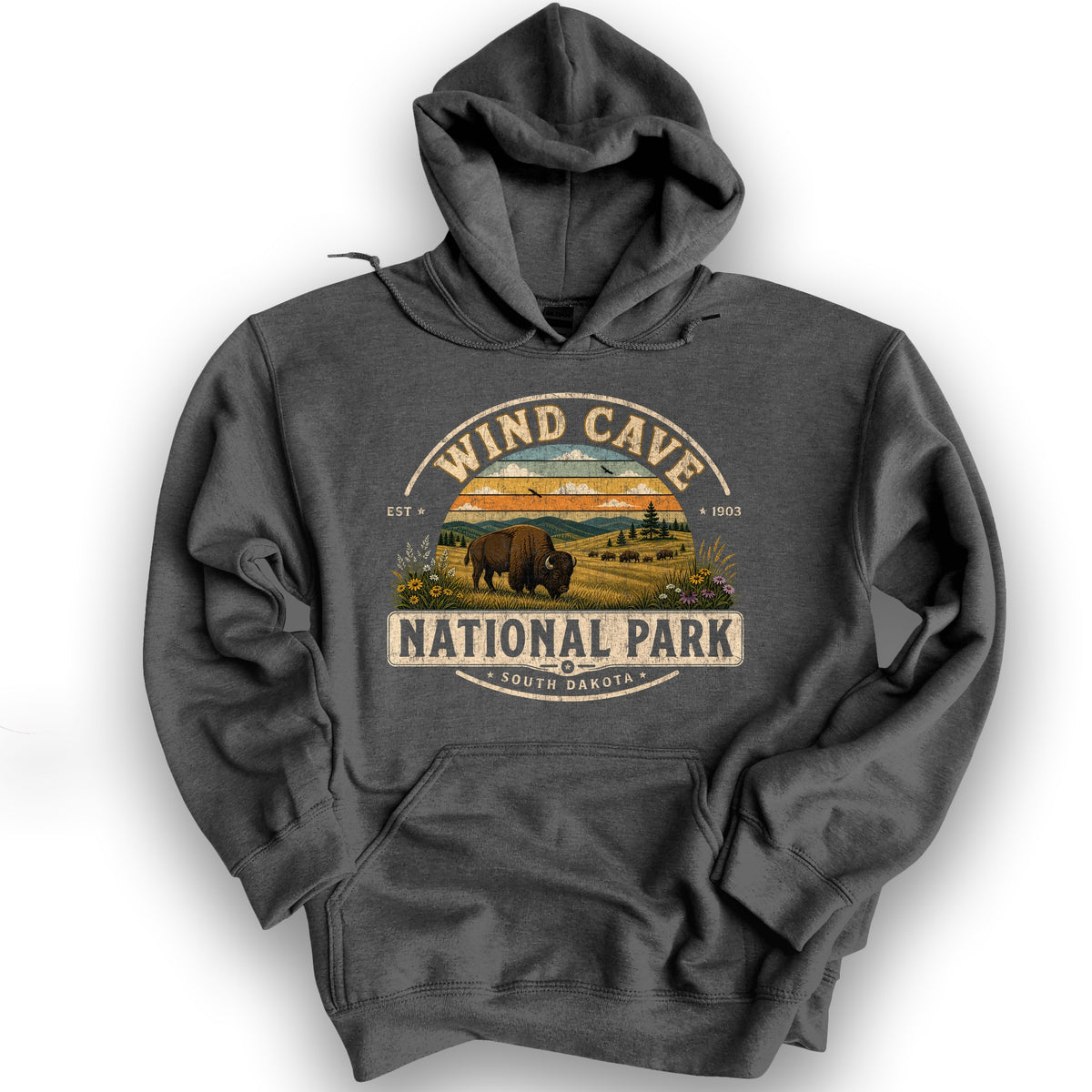 Wind Cave Medallion Hoodie - Dark Heather
