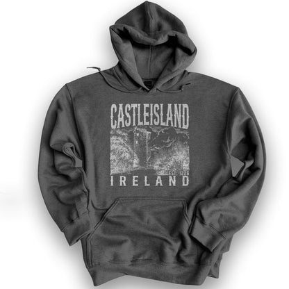 Castleisland Ireland Sketch Hoodie - Dark Heather