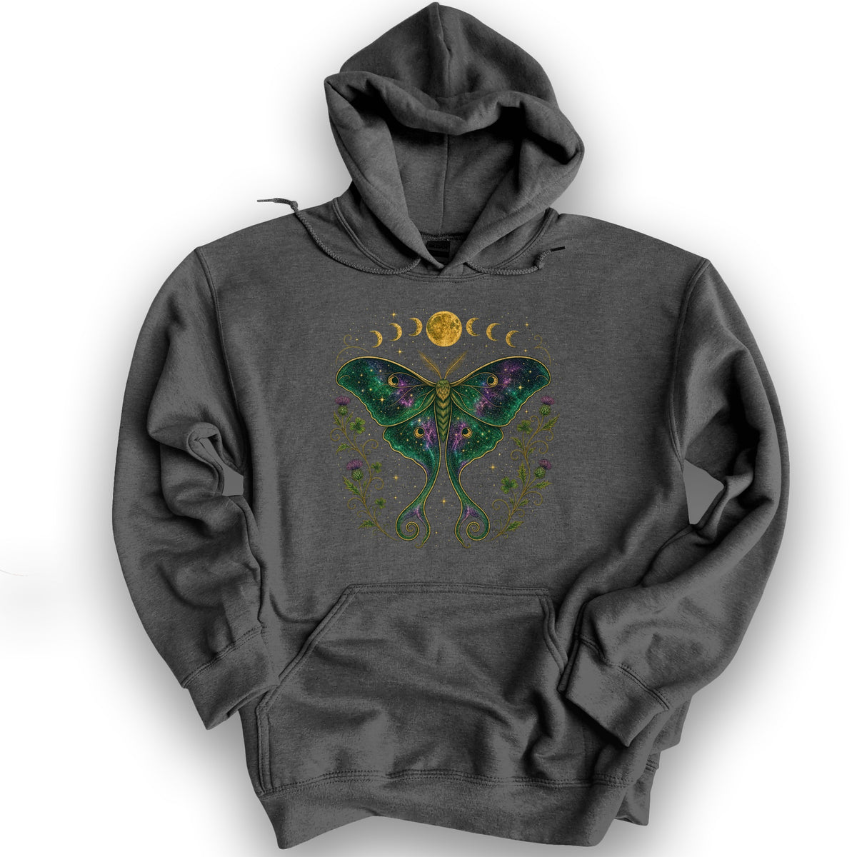 Celestial Moth Hoodie - Dark Heather