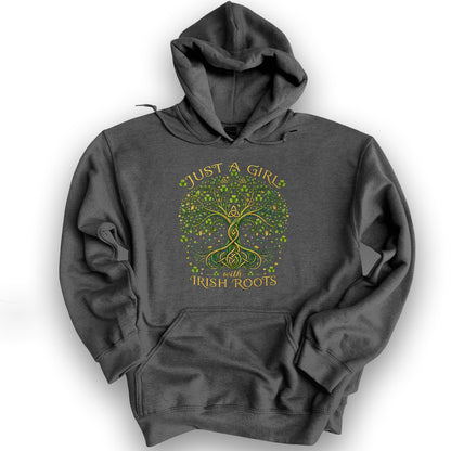 Irish Roots Girl Hoodie - Dark Heather