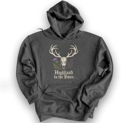 Highland Stag Skull Hoodie - Dark Heather