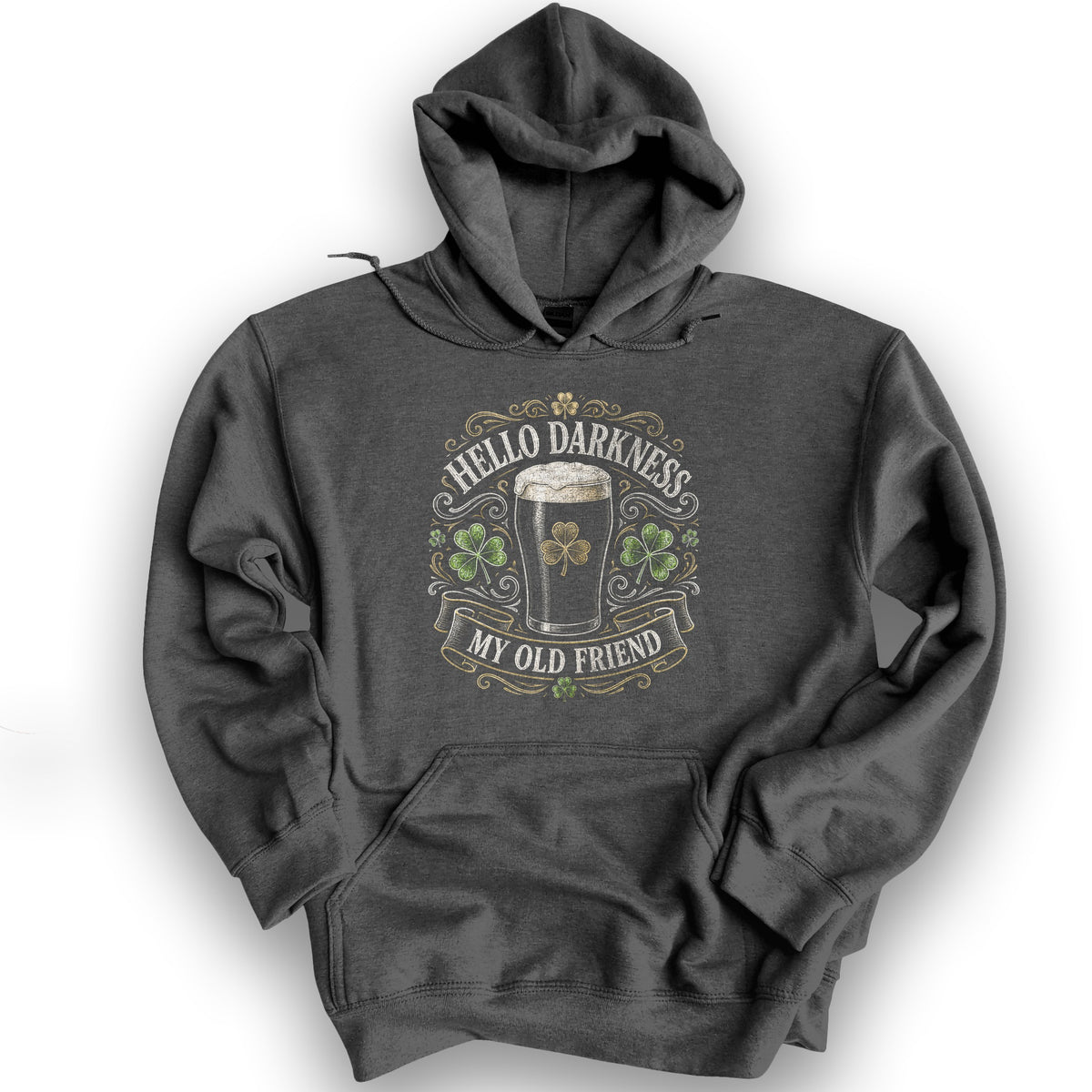 Darkness My Old Friend Irish Hoodie - Dark Heather