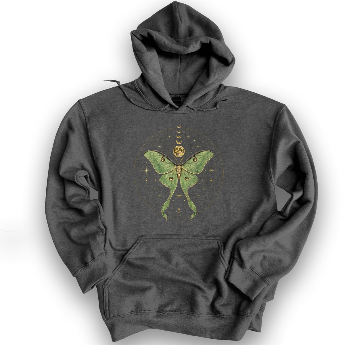 Mystic Lunar Moth Hoodie - Dark Heather