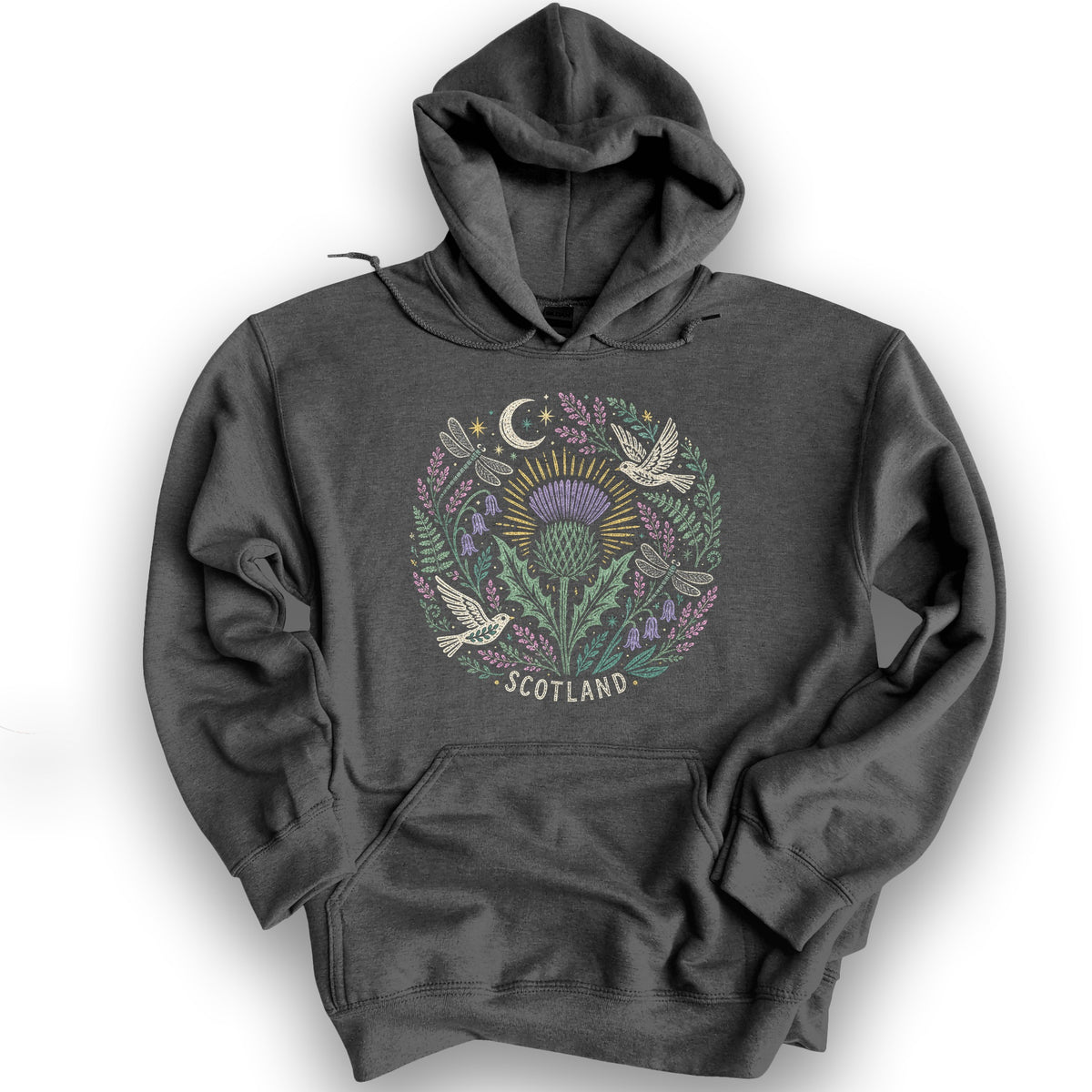 Scotland Thistle Doves Hoodie - Dark Heather