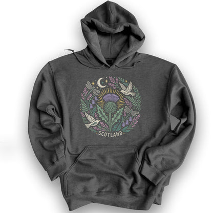 Scotland Thistle Doves Hoodie - Dark Heather