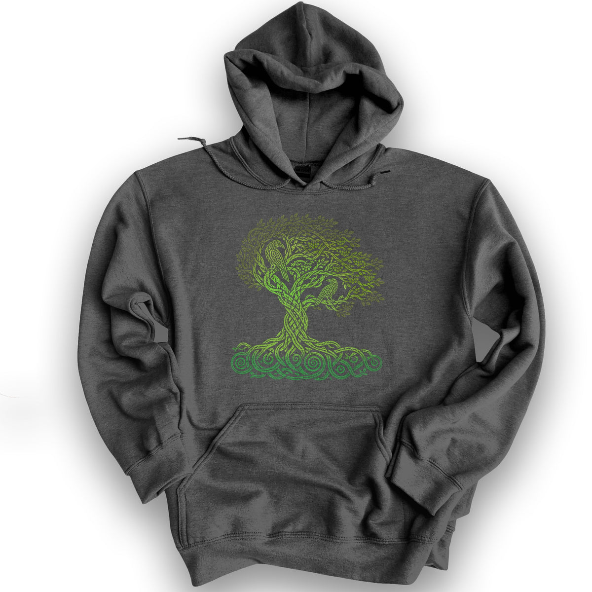 Celtic Raven Tree Hoodie - Dark Heather