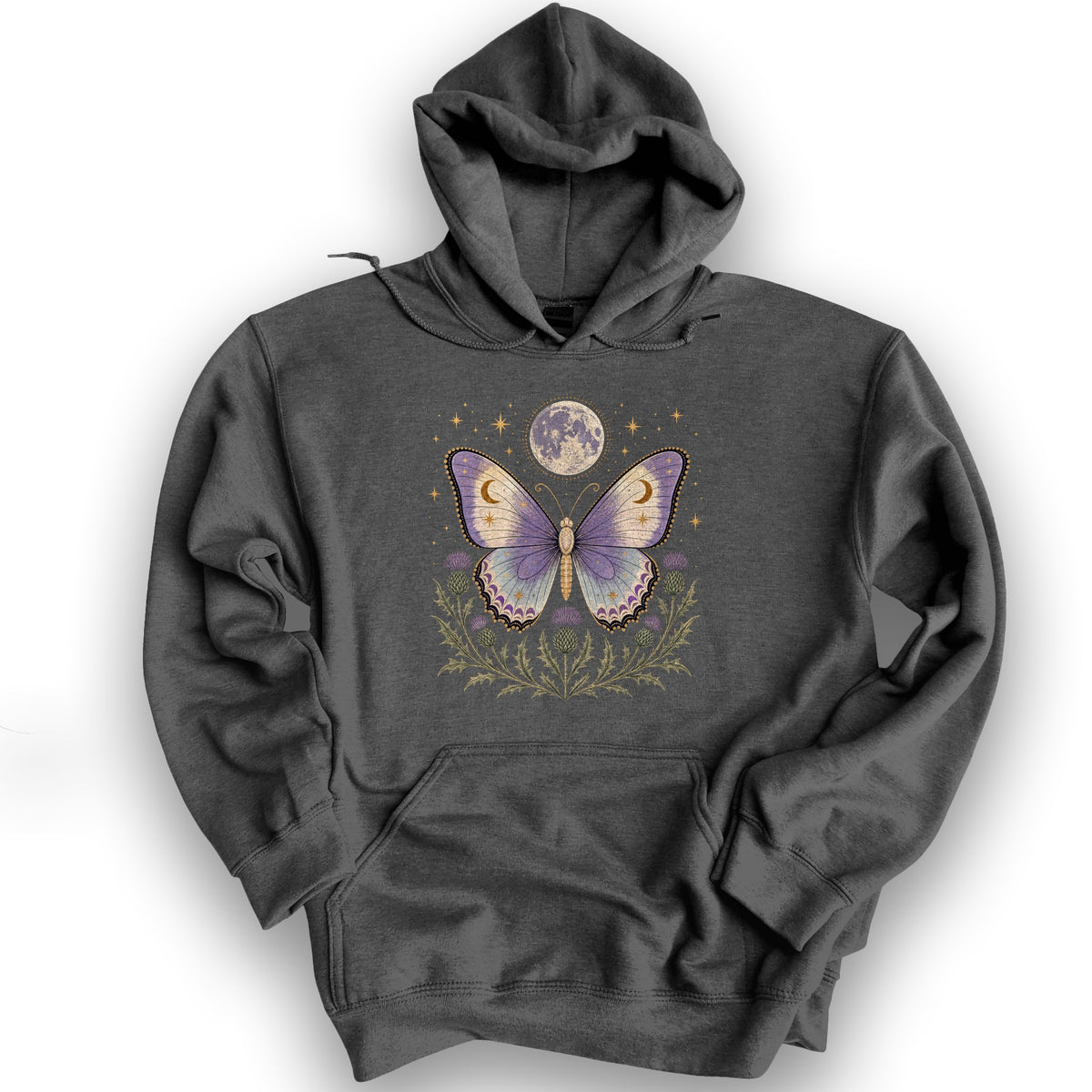 Thistle Moon Butterfly Hoodie - Dark Heather