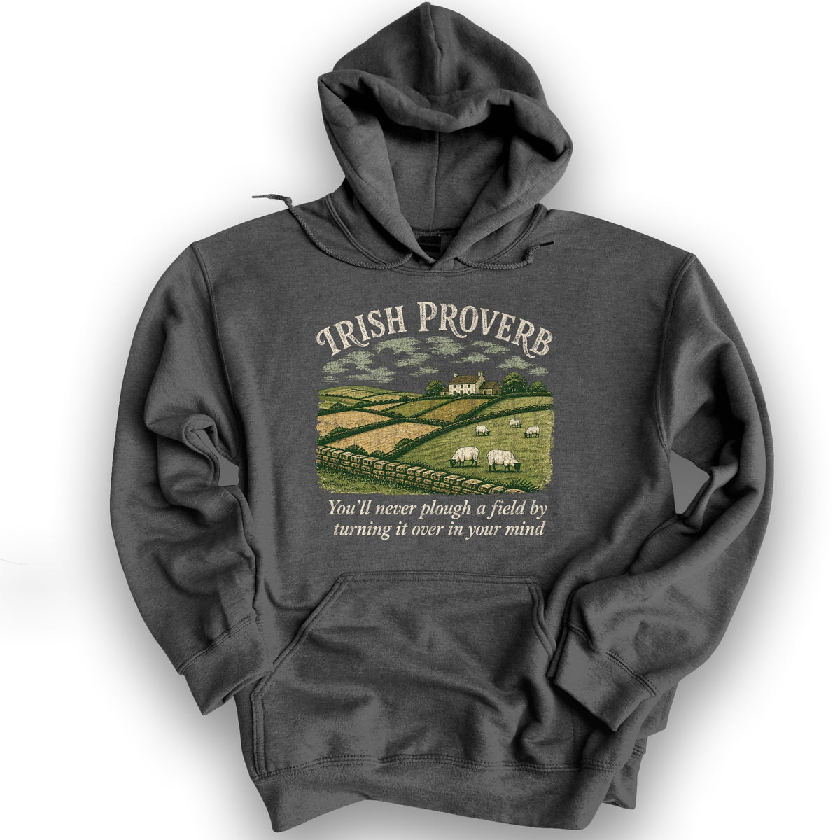 Plough Proverb Hoodie - Dark Heather