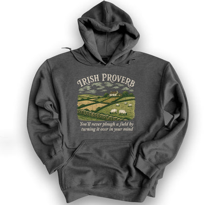 Plough Proverb Hoodie - Dark Heather