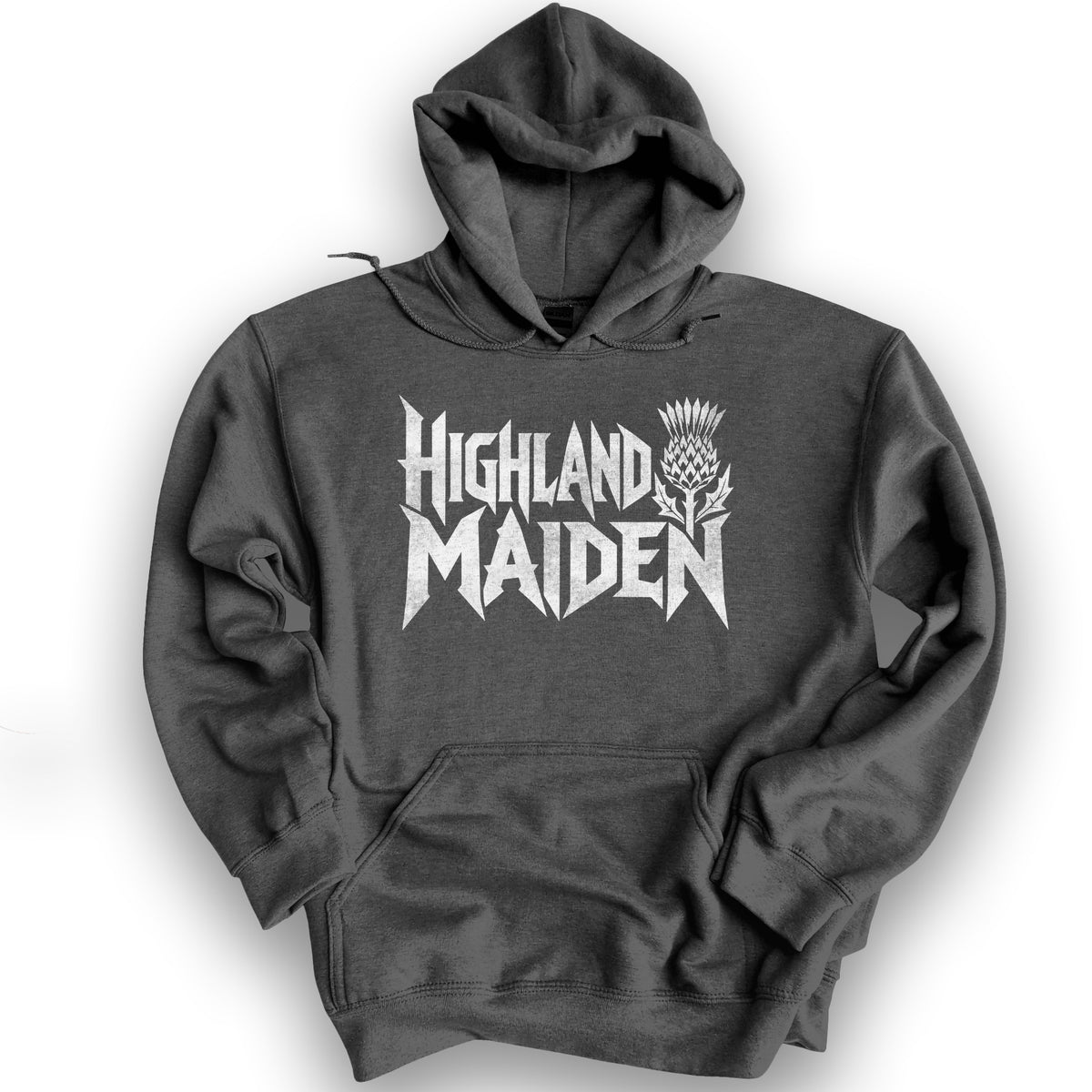 Highland Maiden Thistle Hoodie - Dark Heather