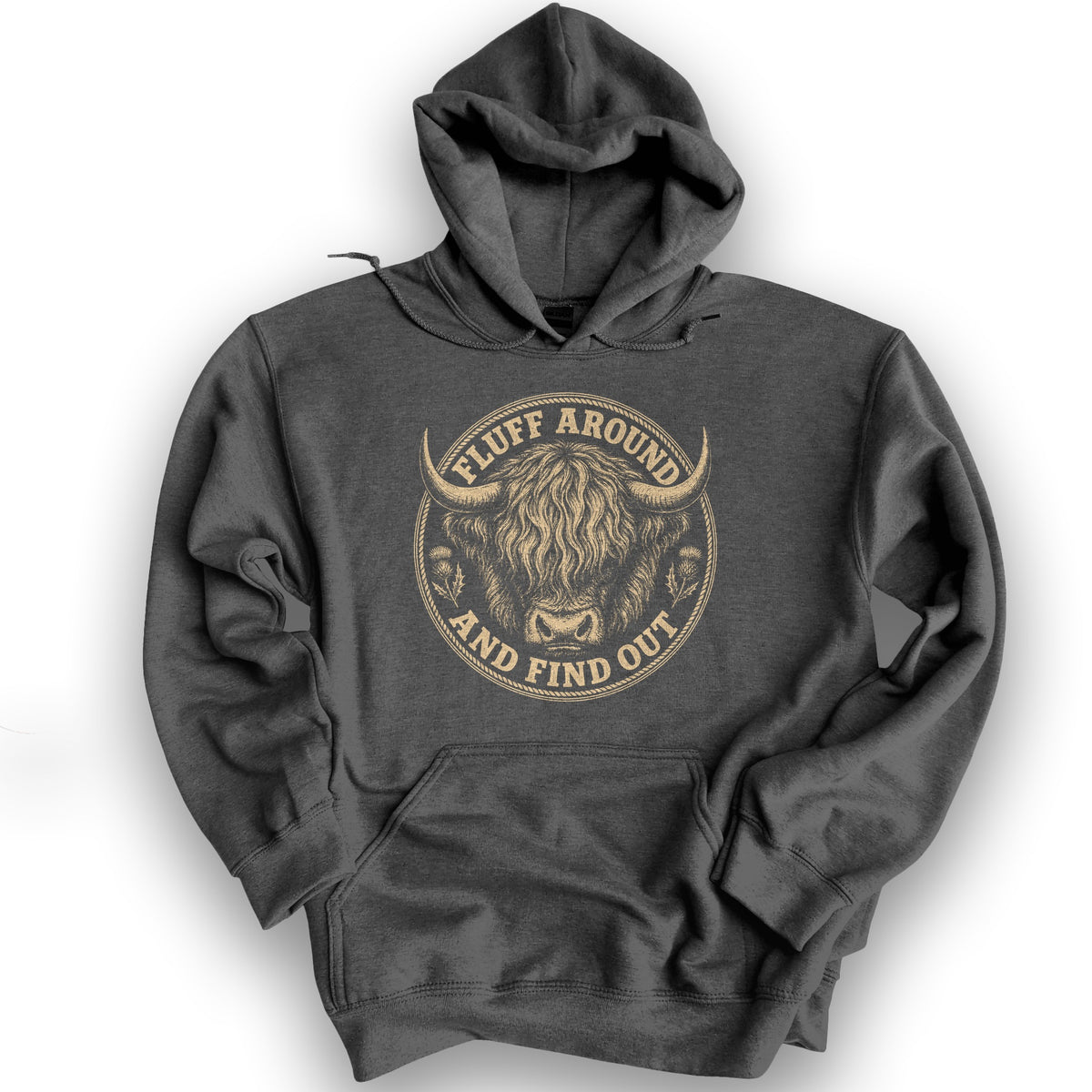 Fluff Around Coo Hoodie - Dark Heather