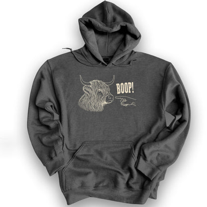 Boop Highland Coo Hoodie - Dark Heather