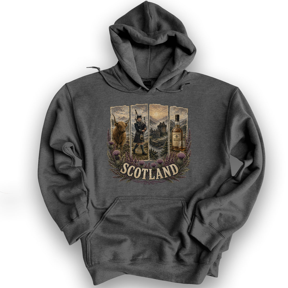 Scotland Panels Hoodie - Dark Heather