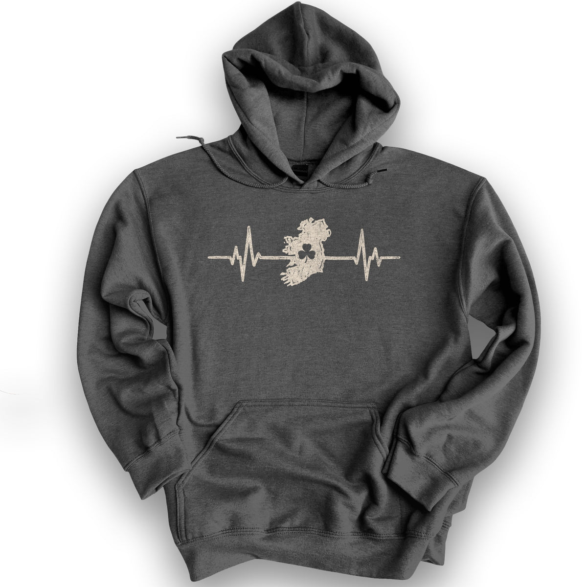 Ireland Heartbeat Hoodie - Dark Heather