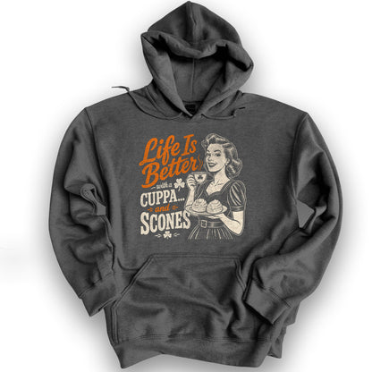 Cuppa Scones Hoodie - Dark Heather