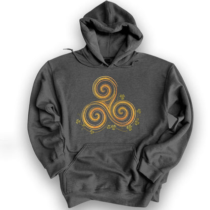 Irish Golden Triskele Hoodie - Dark Heather