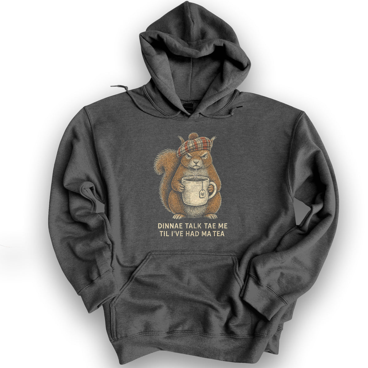 Dinnae Talk Squirrel Hoodie - Dark Heather