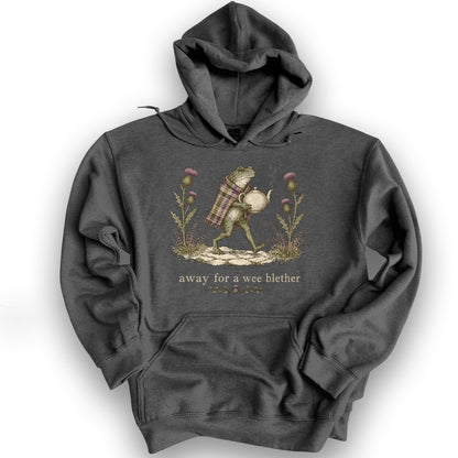 Wee Blether Frog Hoodie - Dark Heather