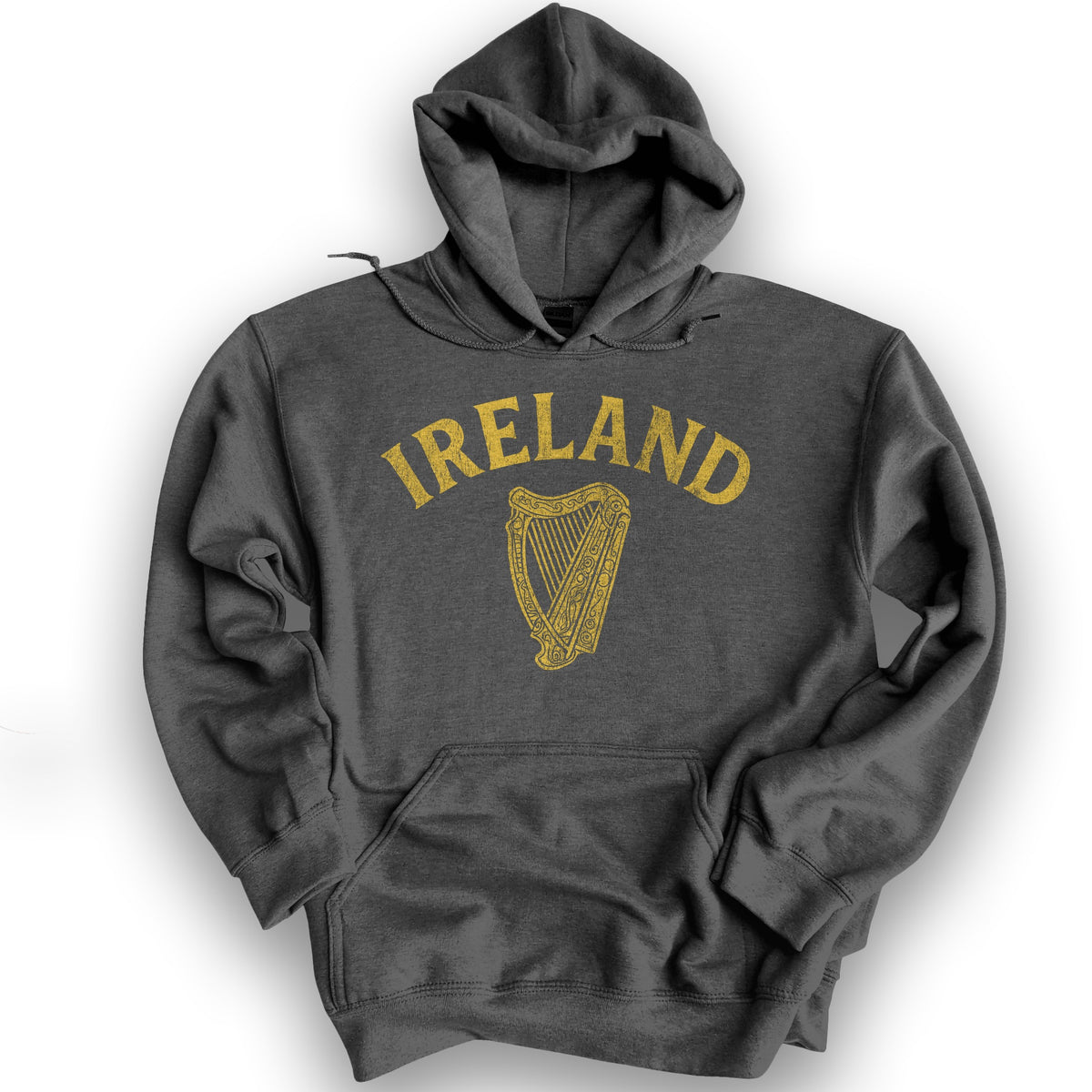 Ireland Vintage Harp Hoodie - Dark Heather