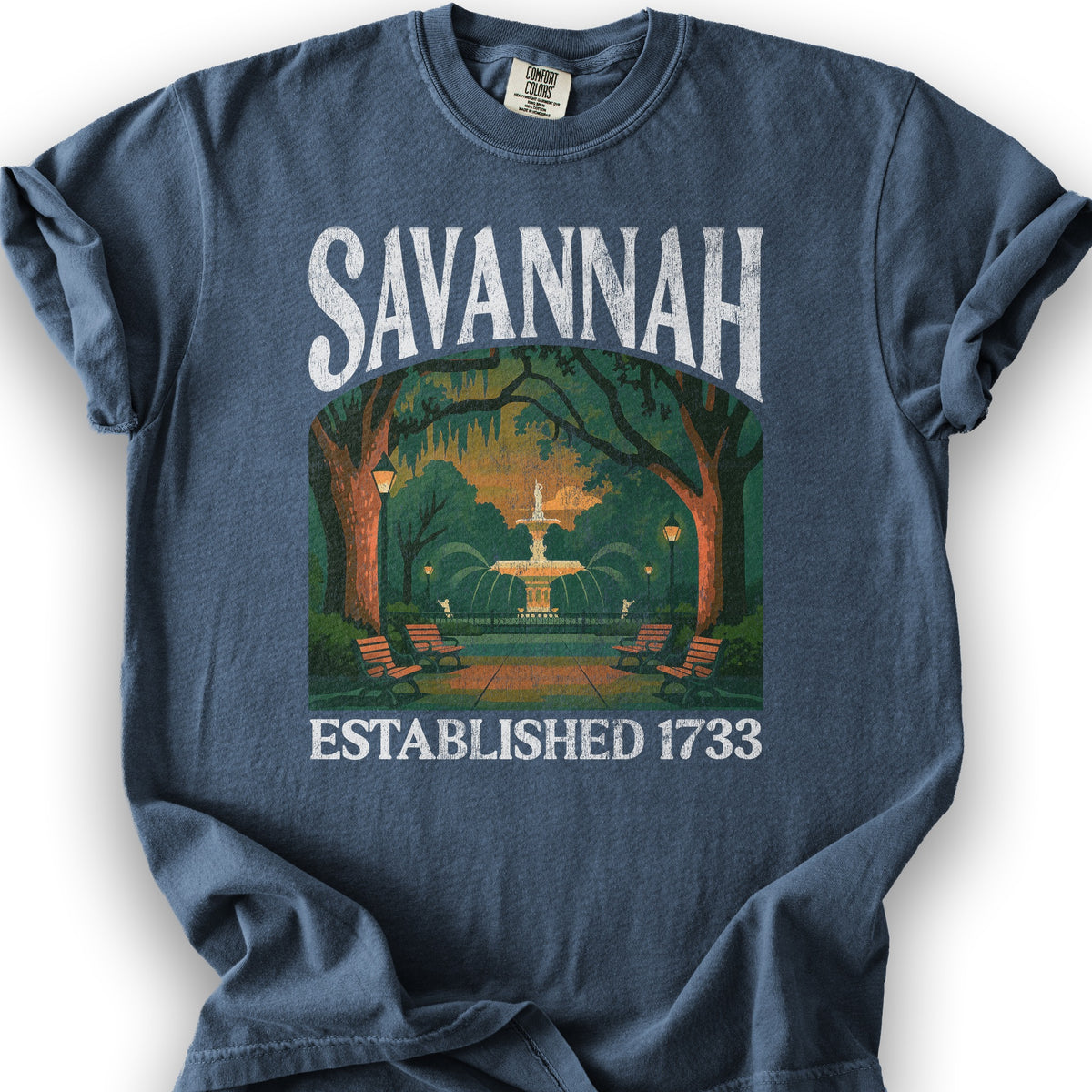 Savannah Georgia "Big and Bold" T-Shirt - Denim