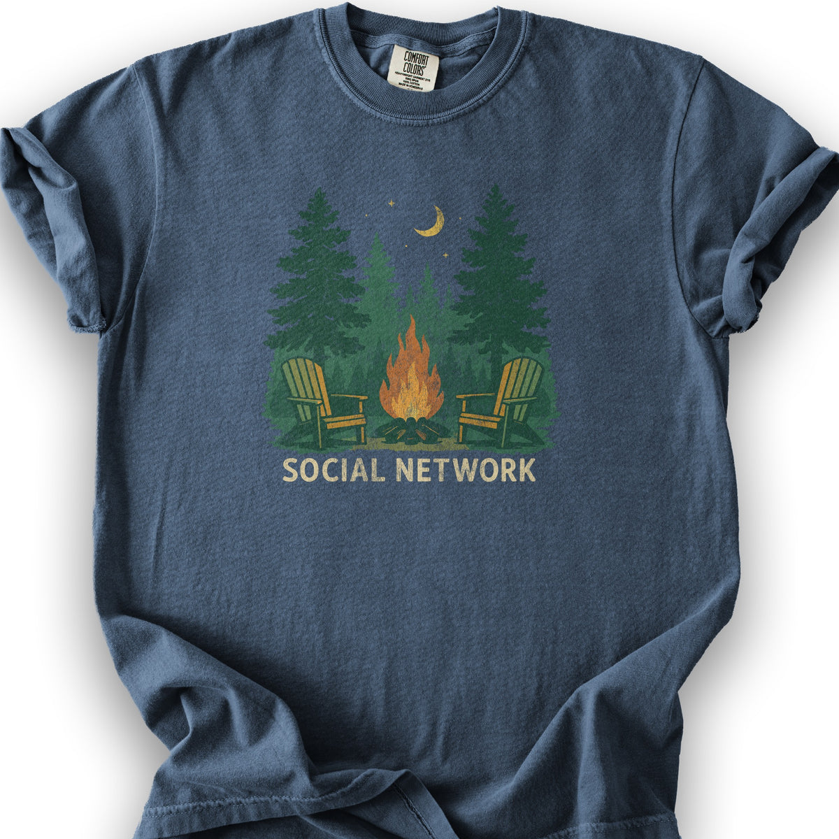 Camping "Social Network" T-Shirt - Denim
