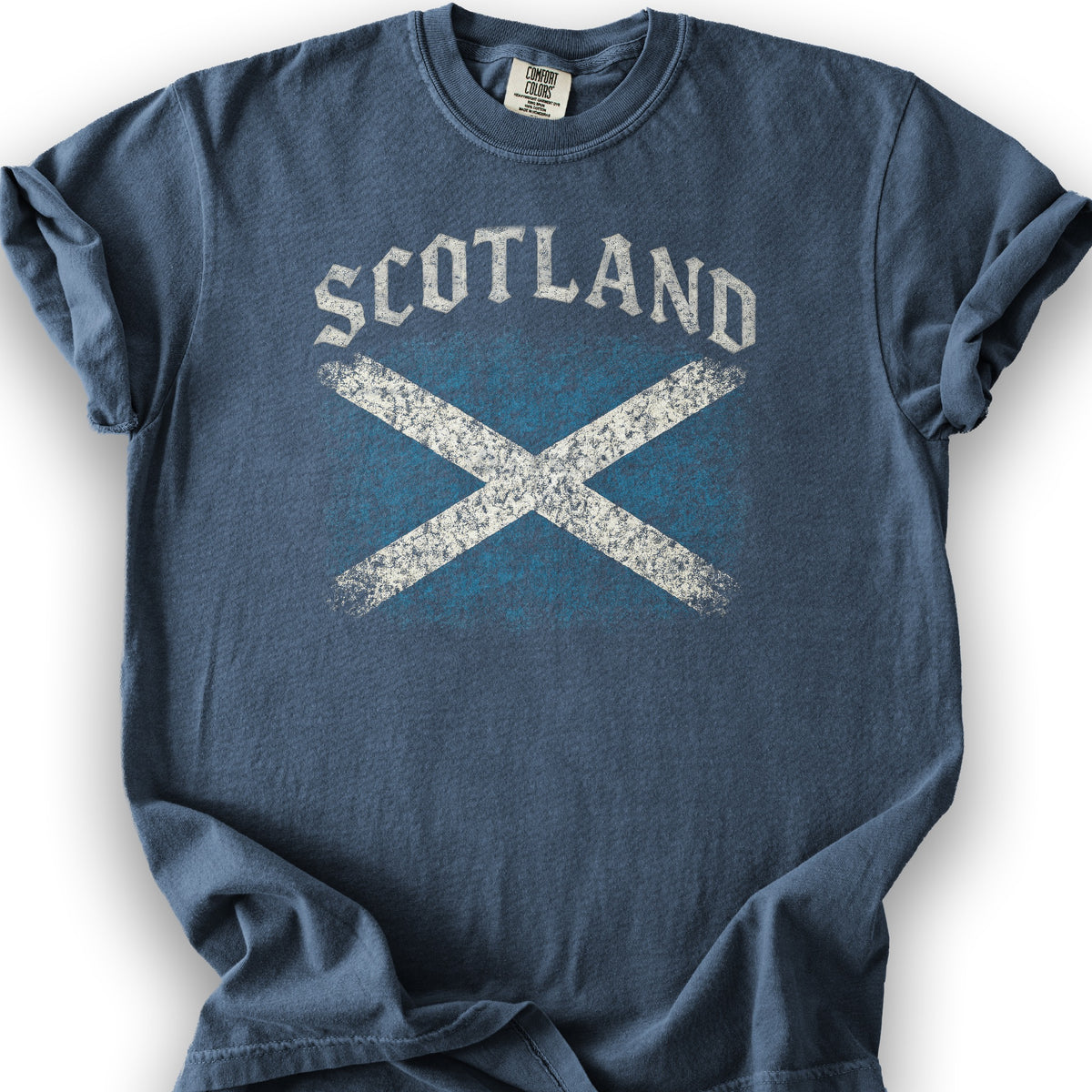 Scotland Distressed Vintage Flag T-Shirt - Denim