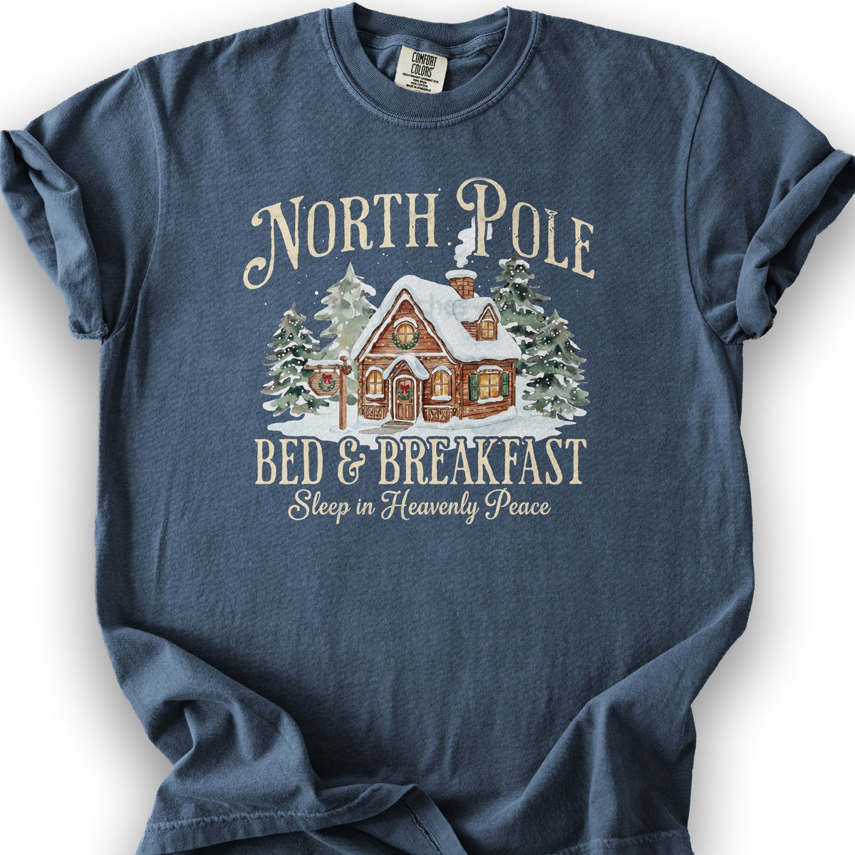 North Pole Bed and Breakfast "Heavenly Peace" T-Shirt - Denim