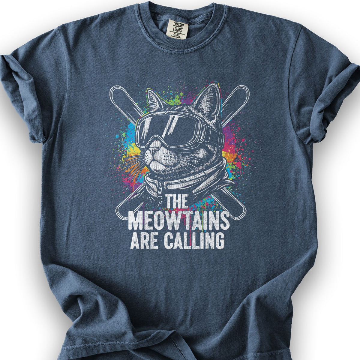 The Meowtains are Calling T-shirt - Denim