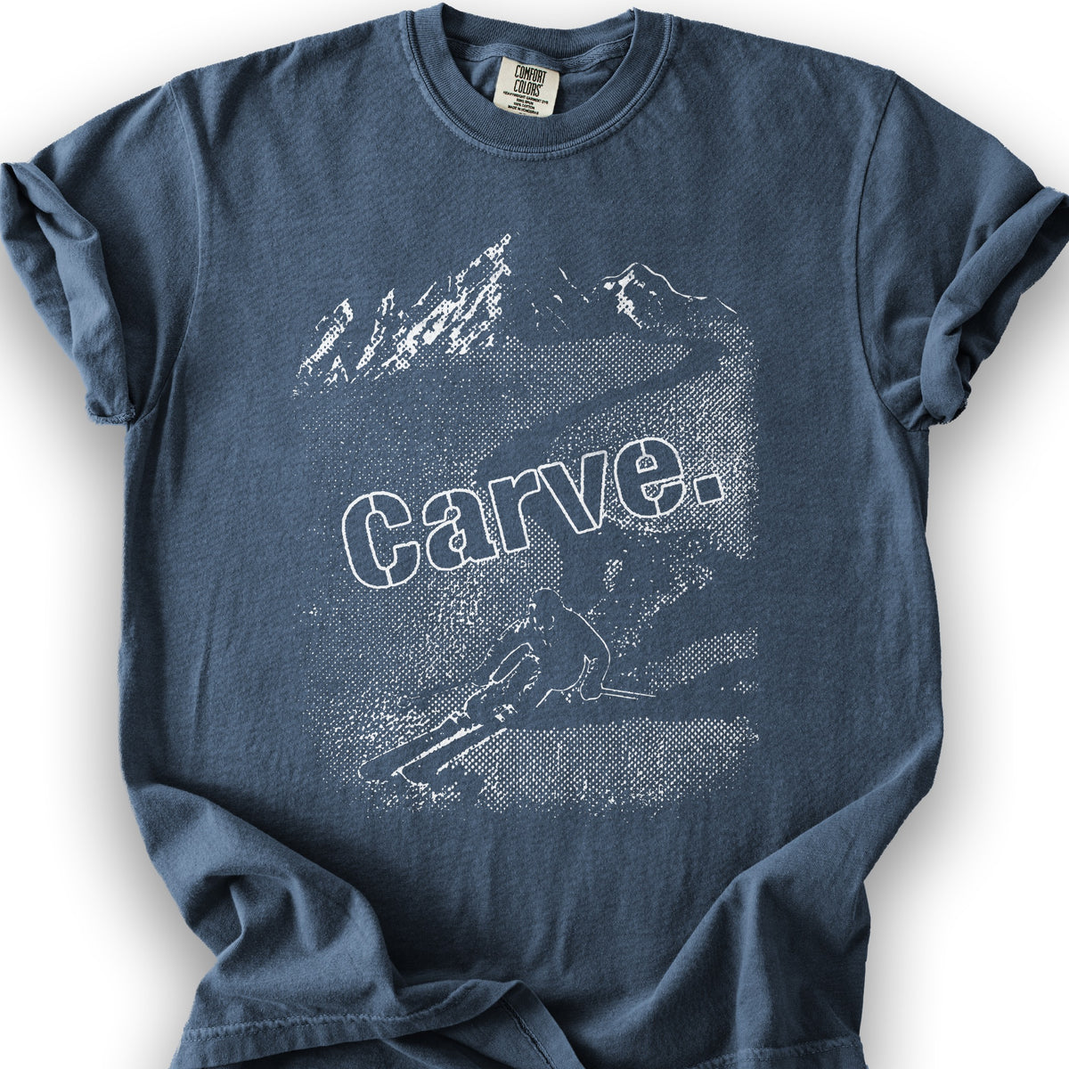 Carve Ski Print T-shirt - Denim