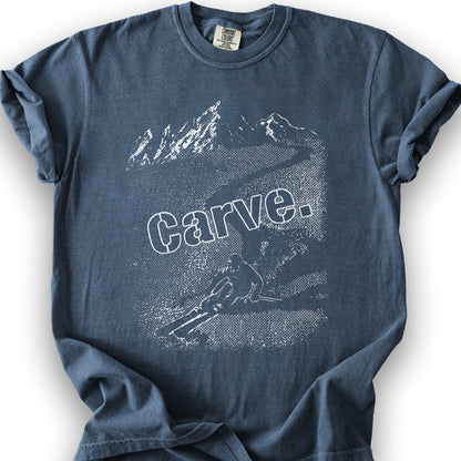 Carve Ski Print T-shirt - Denim