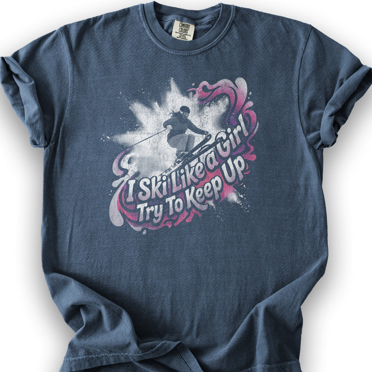 Ski Like a Girl T-shirt - Denim