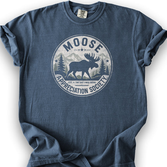 Moose Appreciation Society T-Shirt - Denim