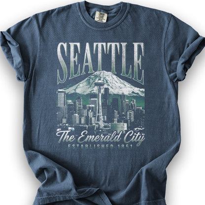 Seattle 90's Halftone T-Shirt - Denim