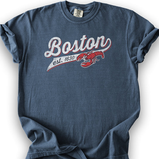 Boston Banner T-Shirt - Denim