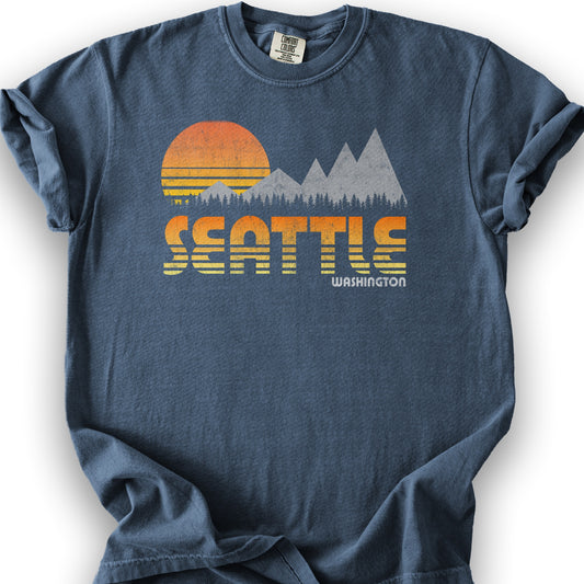 Seattle 80's Retro T-Shirt - Denim