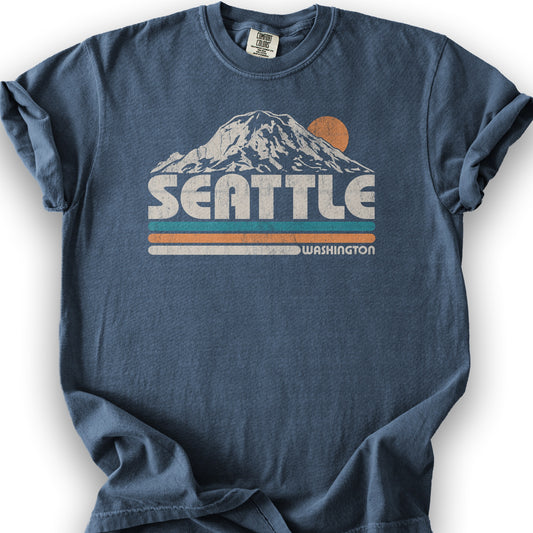 Seattle Retro Stripe T-Shirt - Denim