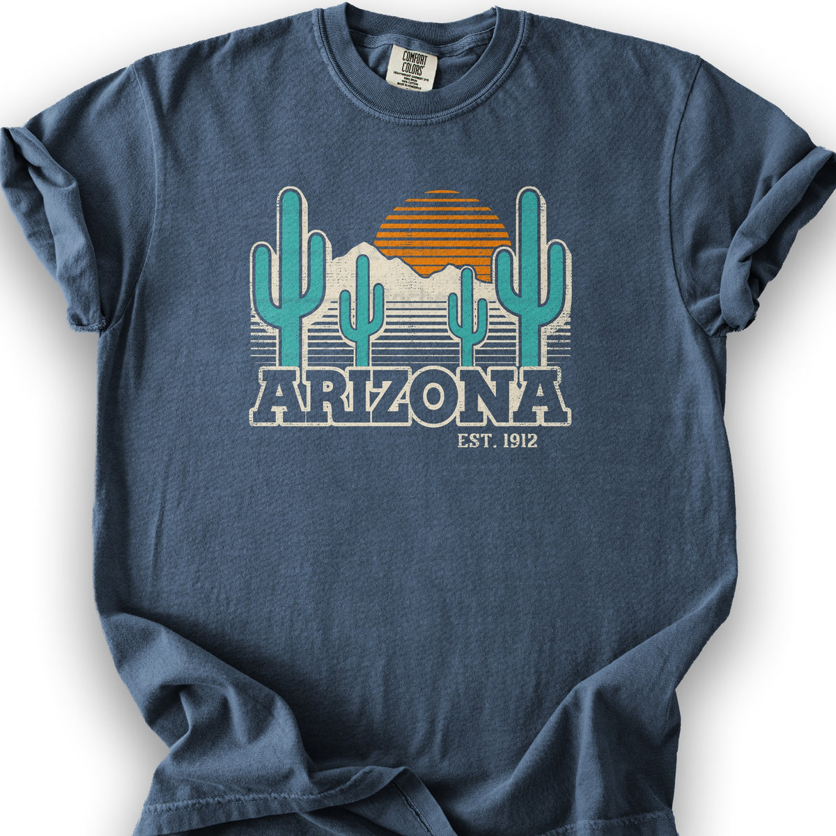 Arizona Retro Cactus T-Shirt - Denim