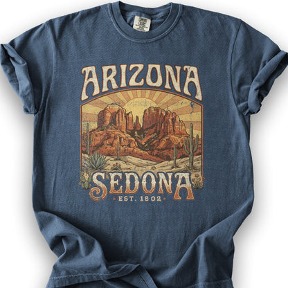 Sedona Arizona Sunset T-Shirt - Denim