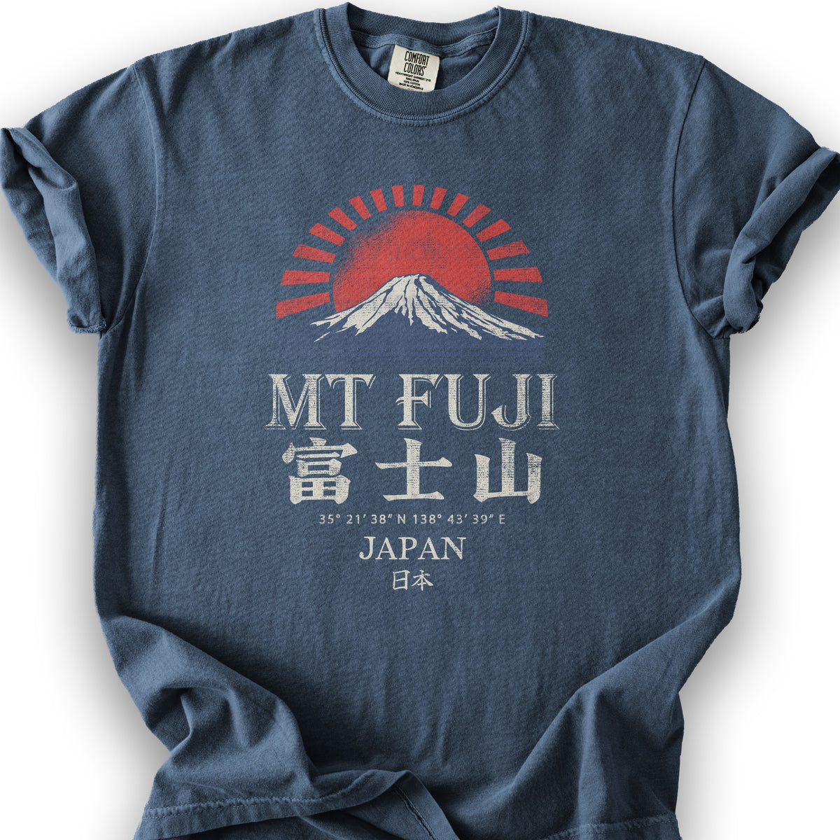 Mount Fuji Rising Sun T-Shirt - Denim