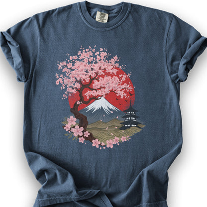 Mount Fuji Cherry Blossoms T-Shirt - Denim