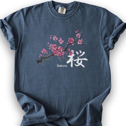 Cherry Blossom Sakura T-Shirt - Denim