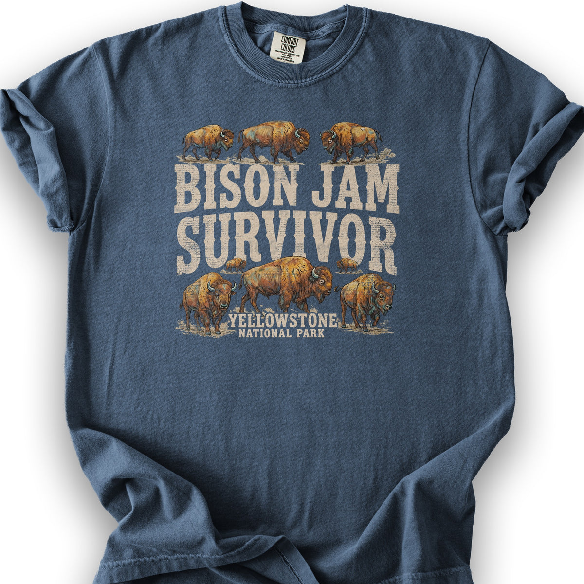 Bison Jam Survivor T-Shirt - Denim