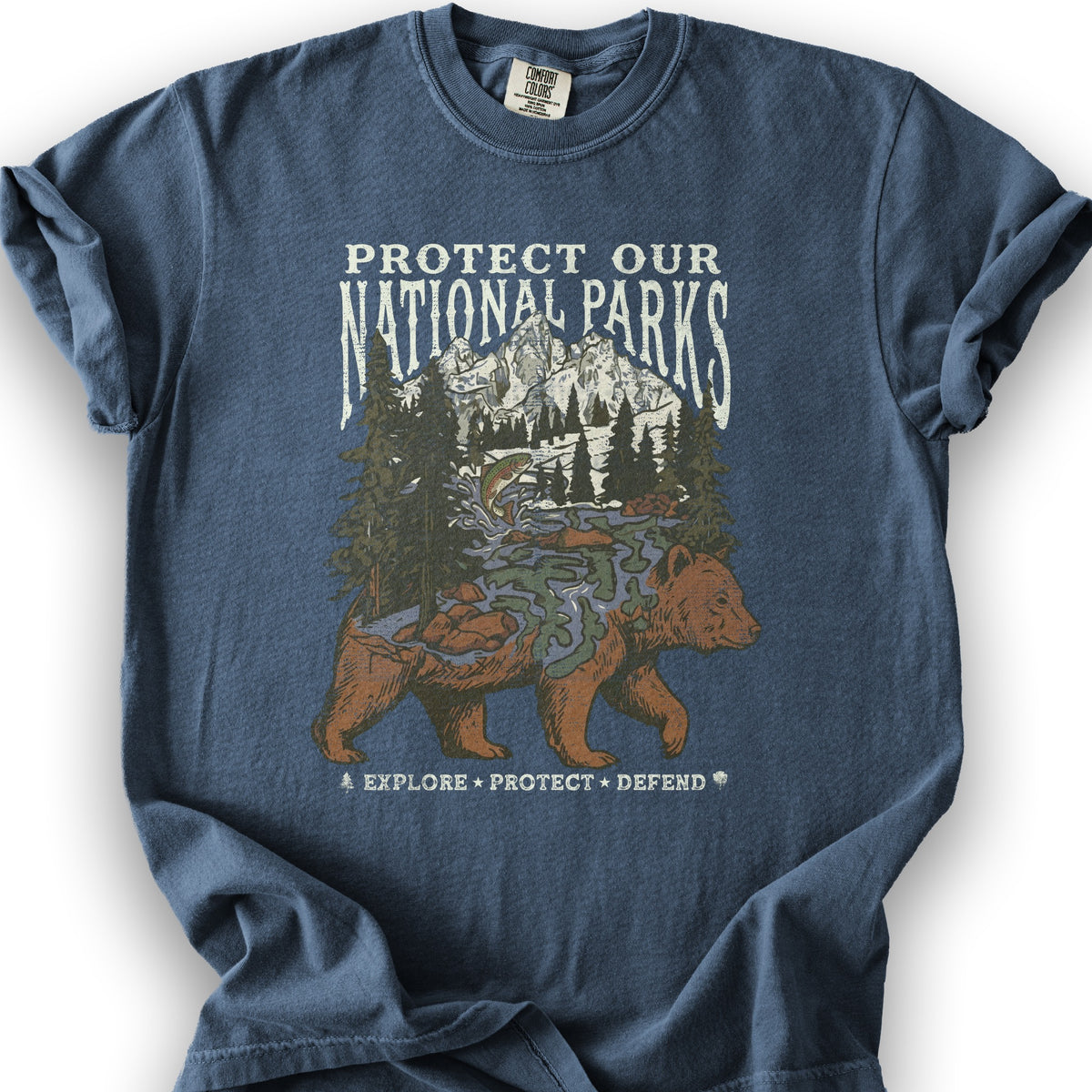 Protect Our Parks Bear T-Shirt - Denim