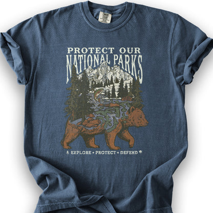Protect Our Parks Bear T-Shirt - Denim