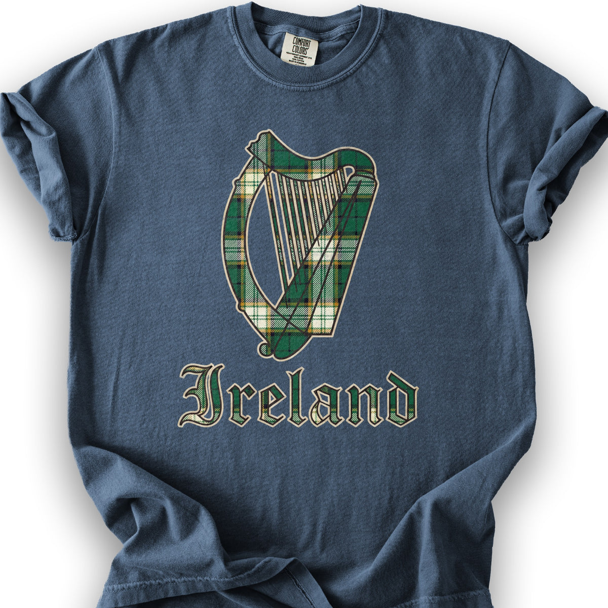 Ireland Tartan Harp T-Shirt - Denim