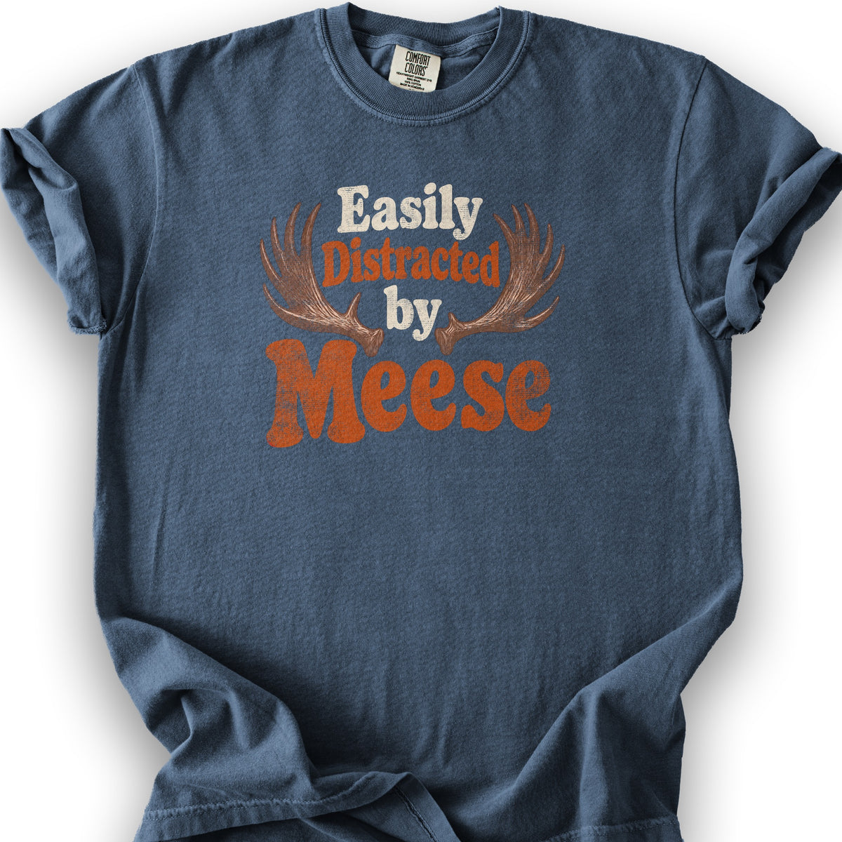 Distracted By Meese Antlers T-Shirt - Denim