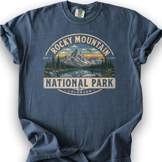 Rocky Mountain Medallion T-Shirt - Denim