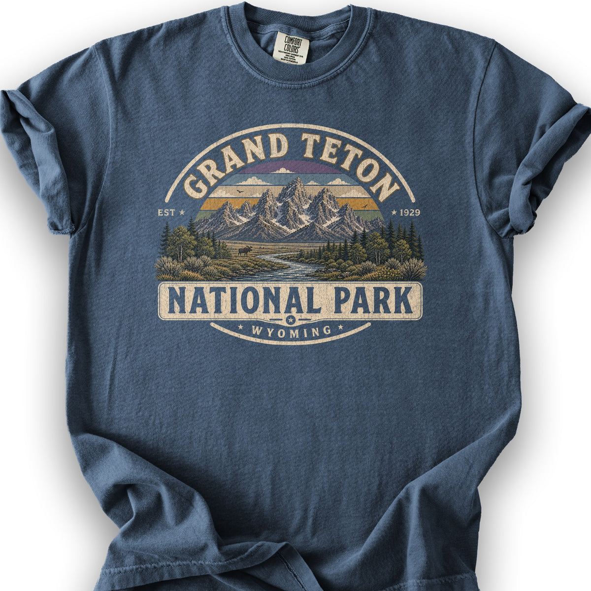 Grand Teton Medallion T-Shirt - Denim